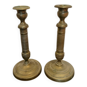 paire de bougeoirs en - bronze
