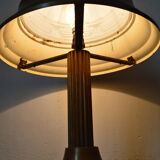 Art Deco lamp in patinated brass and moulded glass, circa 1930