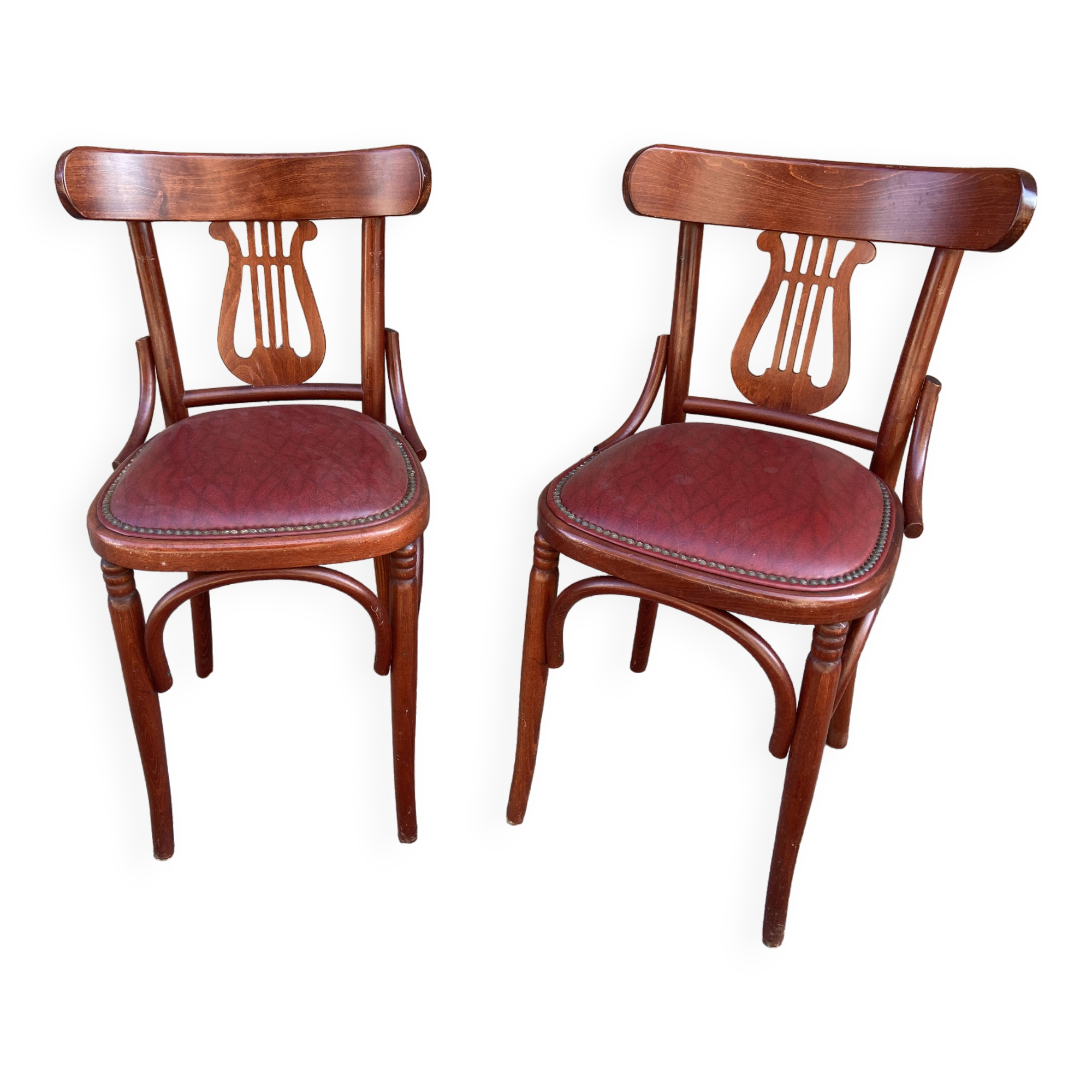 2 Chaises bistrot style Baumann simili cuir vintage 80s café Paris Montmartre