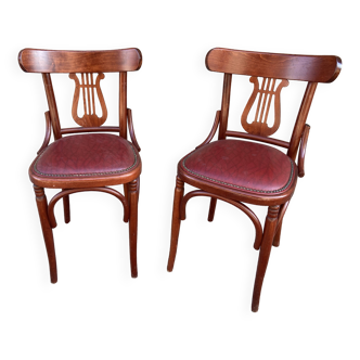 2 Chaises bistrot style Baumann simili cuir vintage 80s café Paris Montmartre