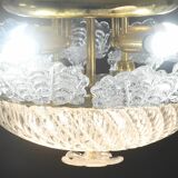 Lovely transparent Murano glass leaf ceiling light or chandelier, 1970s