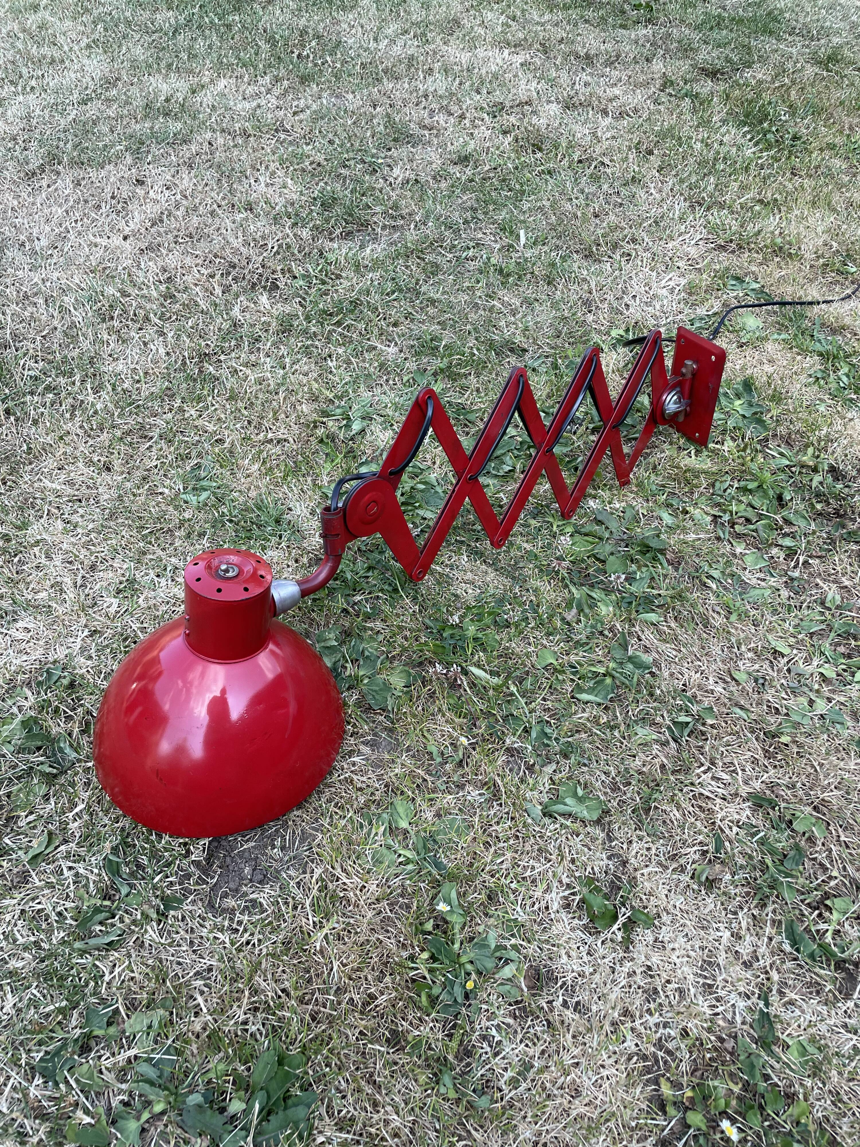 Vintage pantograph wall lamp 1950 red