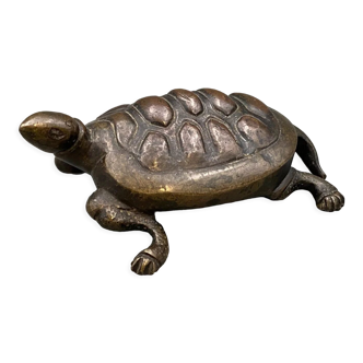 Bronze turtle XIXth Chocolate patina Fine carving