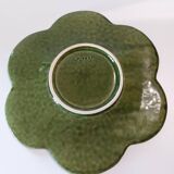 Ceramic cabbage leaf barbotine serving dish