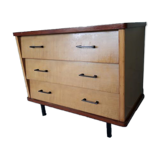 Commode en bois blond 3 tiroirs années 60