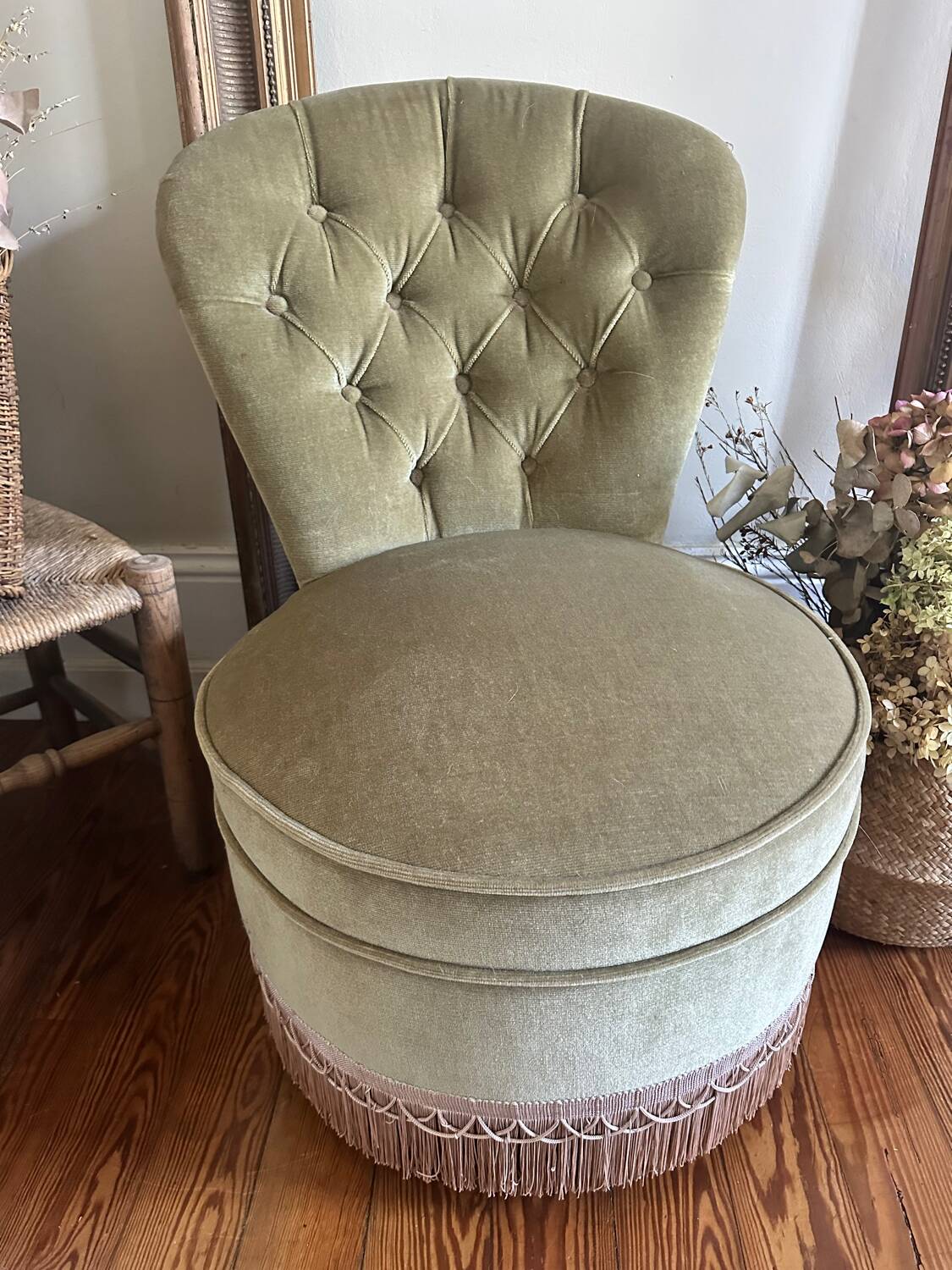 Fauteuil crapaud en velours