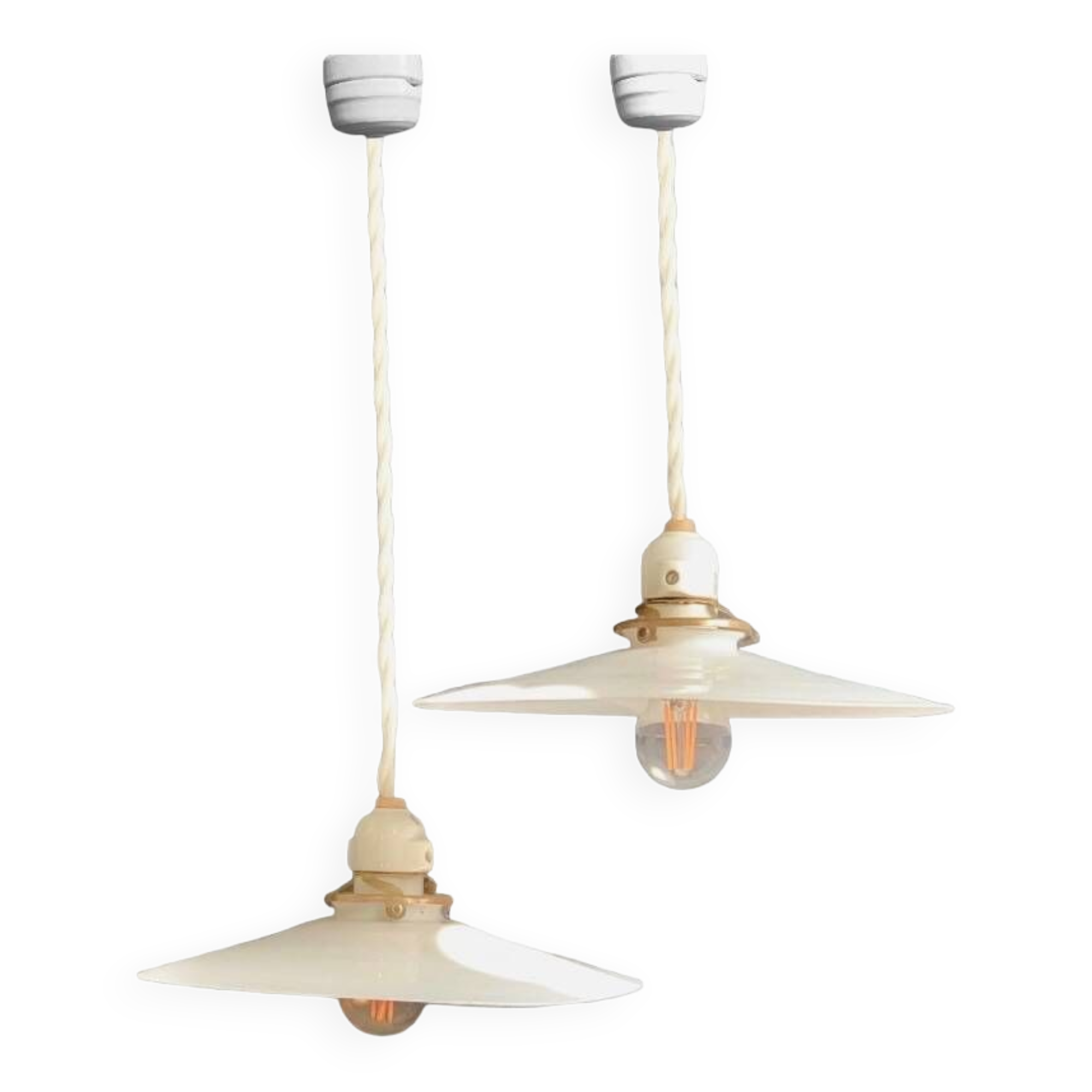 Pair of opaline bistro 1920 porcelain sockets