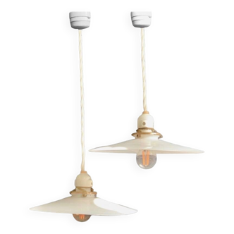 Pair of opaline bistro 1920 porcelain sockets