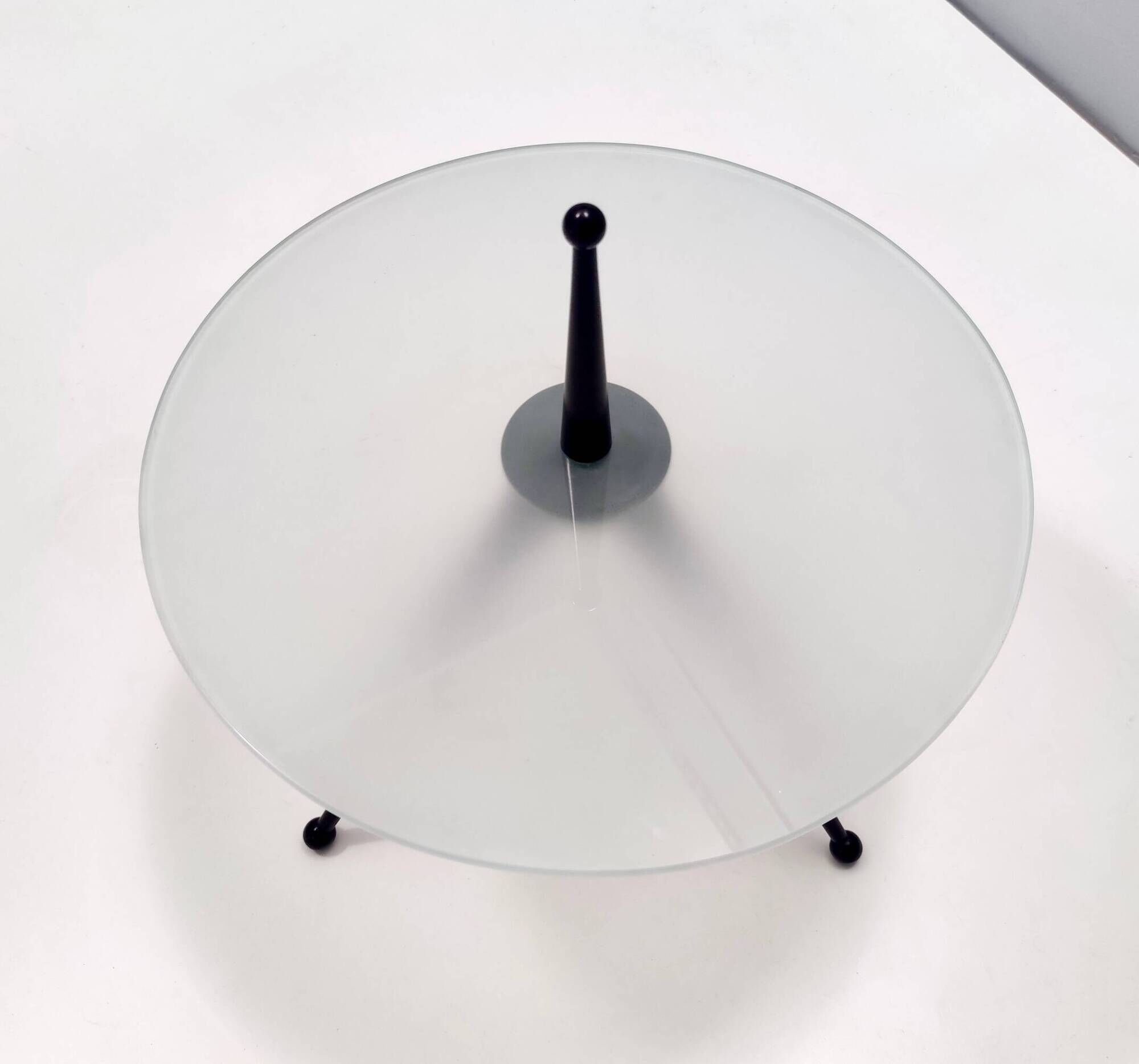 Tripod Beech and Glass Side Table in the Style of Cesare Lacca, Italy, 1980s