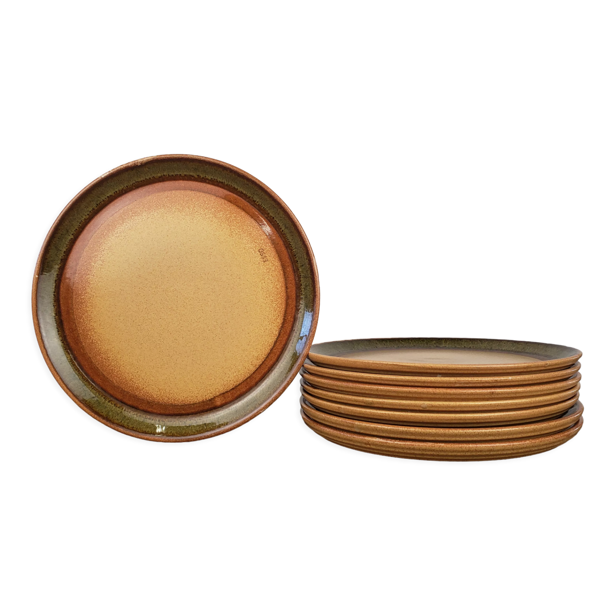 8 flat stoneware plates