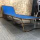 Old folding bed chantazur lafuma metal + fabric blue head adjustable vintage