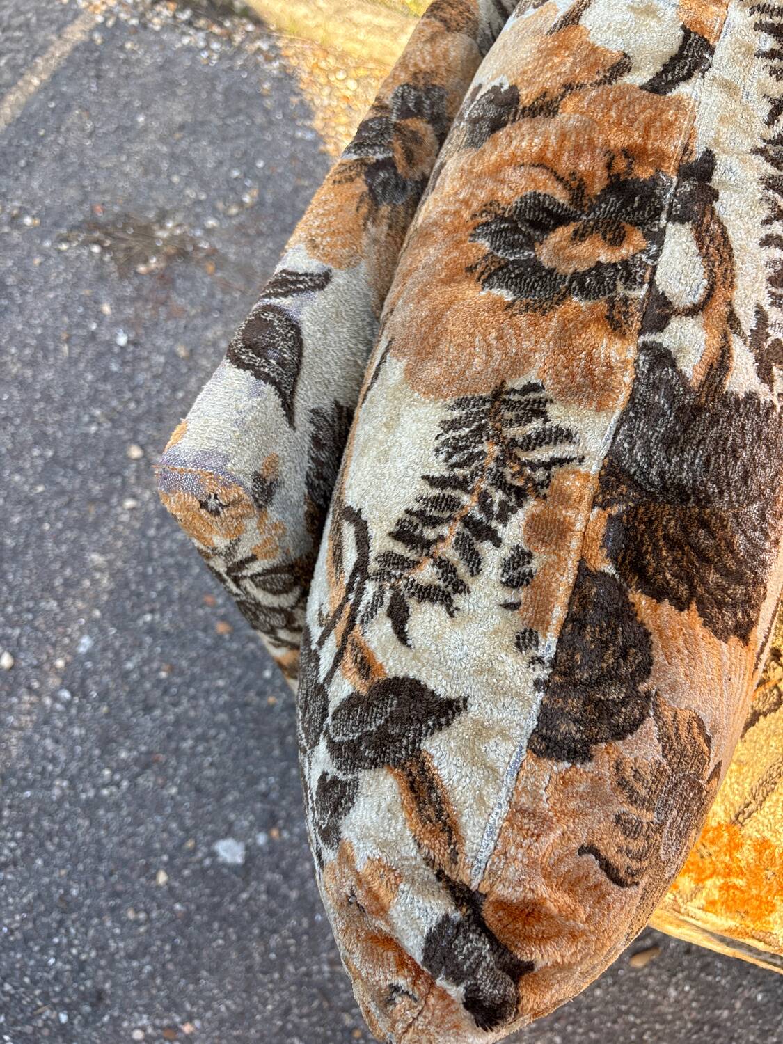Vintage velvet convertible sofa