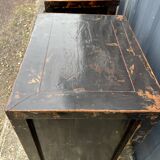 Pair of small occasional or sofa end pieces, lacquered in Asian black