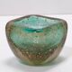 Green Gold Flecked Sommerso Glass Bonbonnière / Trinket Bowl by Venini, Ita