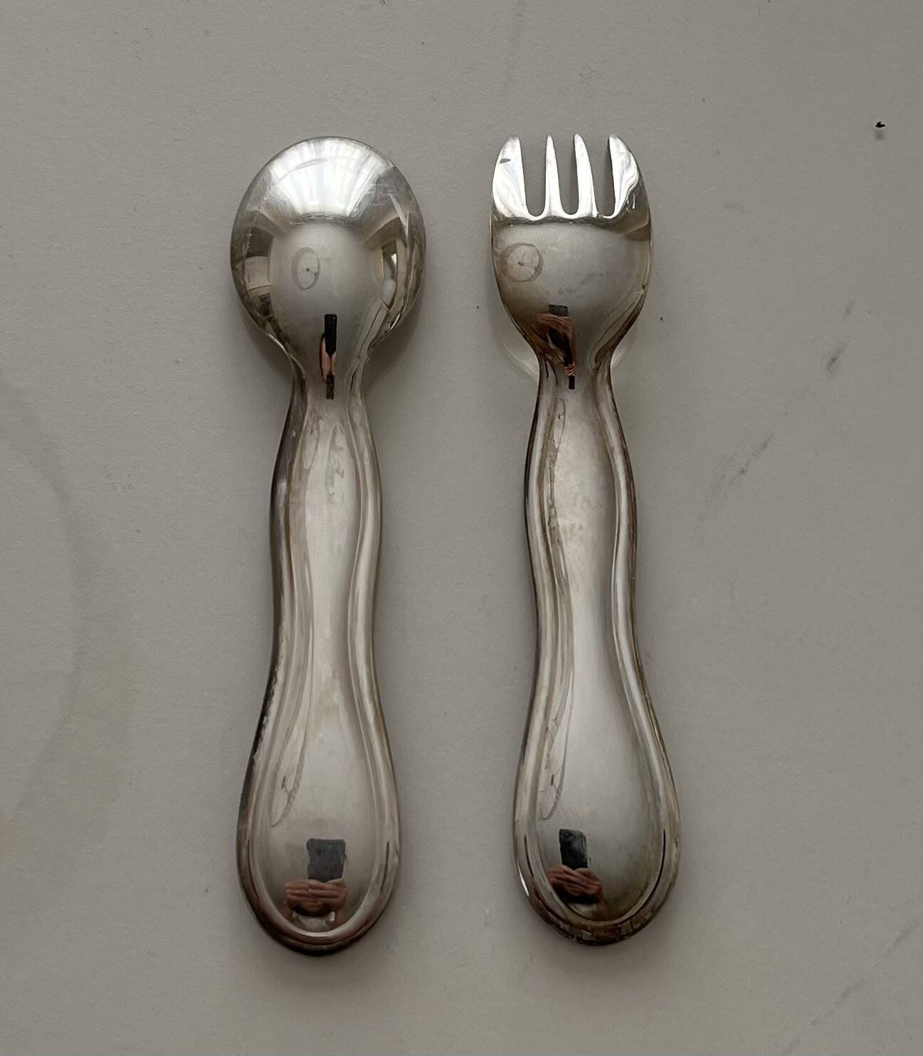2 couverts enfant en métal argenté Christofle