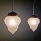 Art Deco pendant light in transparent satin glass, 1920s-30s