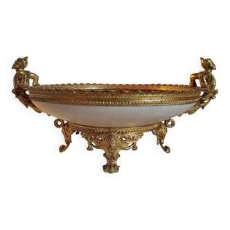 Satsuma dish with gilded bronze frame