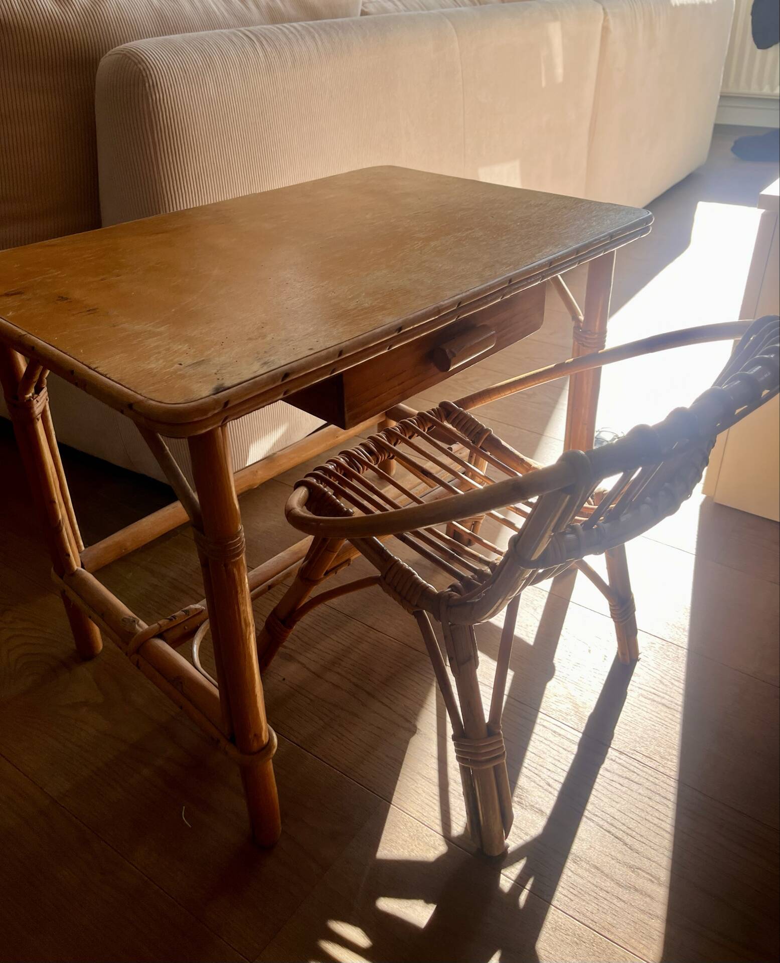 Small children's desk in rattan