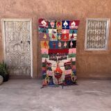 Moroccan carpet Boucherouite colored - 115 x 205 cm