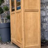 Parisian glass cabinet in solid raw oak, 1950