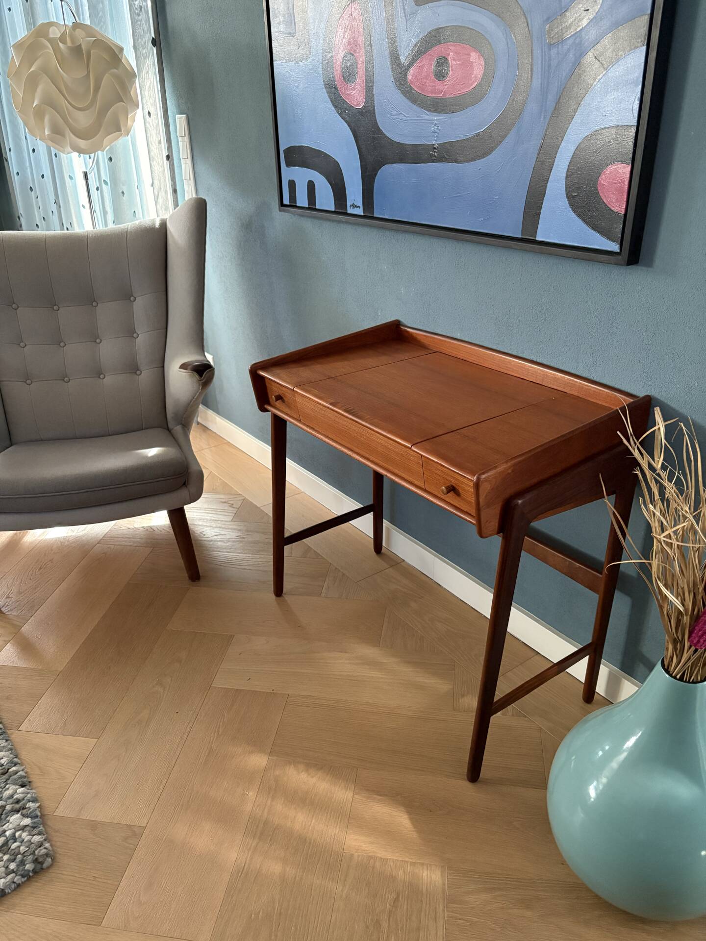Fine Danish Vanity Table or Desk in Teak