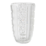 Vintage Clear Pressed Glass Vase / Bohemia Glass / 1950s