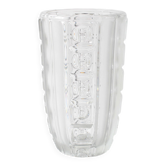Vase vintage en verre pressé transparent / Verre de Bohême / Années 1950