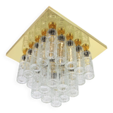 Crystal glass chandelier in brass by Limburg, Germany, 1960s