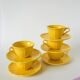 Set of 5 Badonviller lemon yellow cups and saucers, 1960