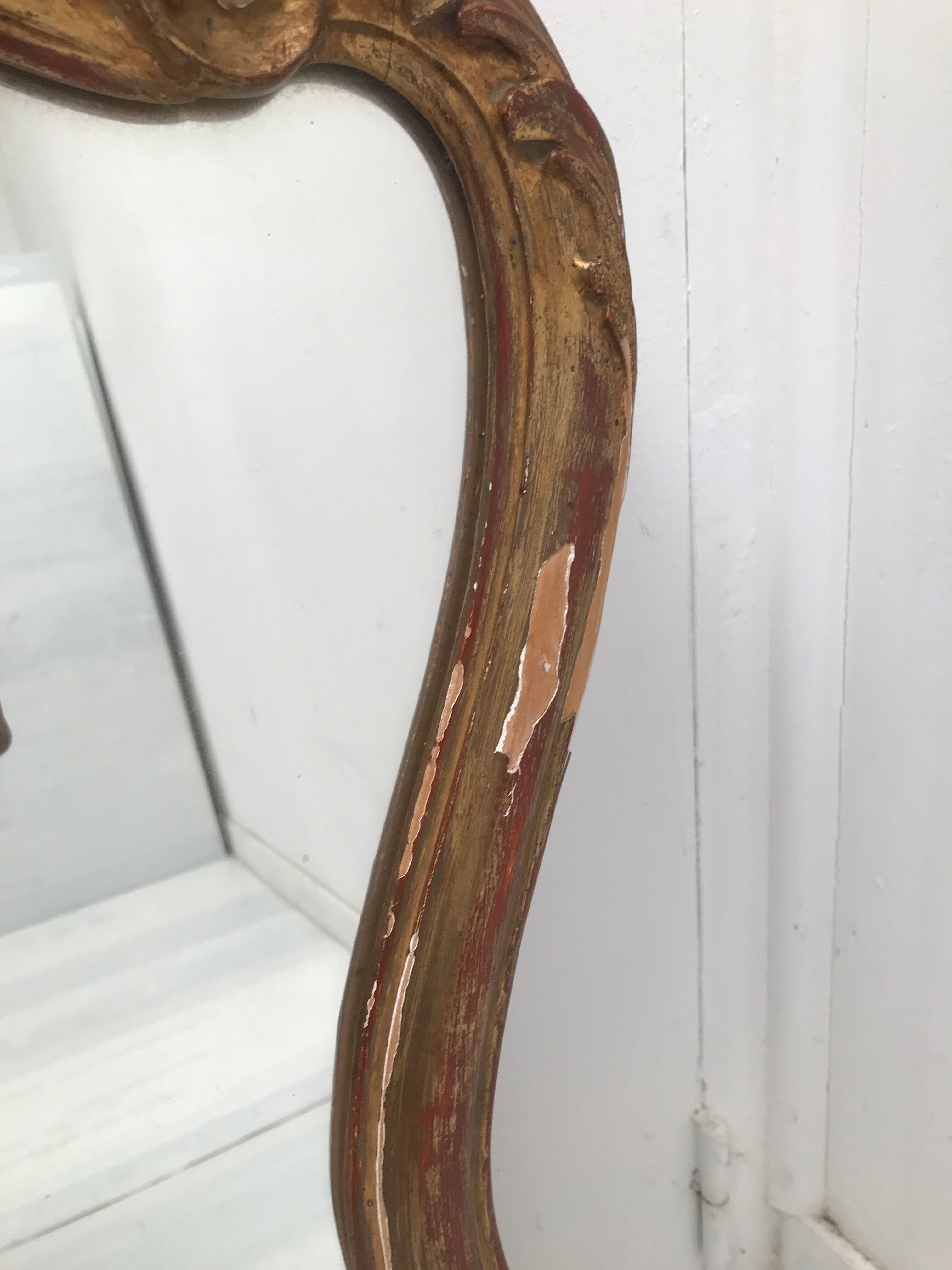 Gilded wooden mirror decoration shell Louis XIV