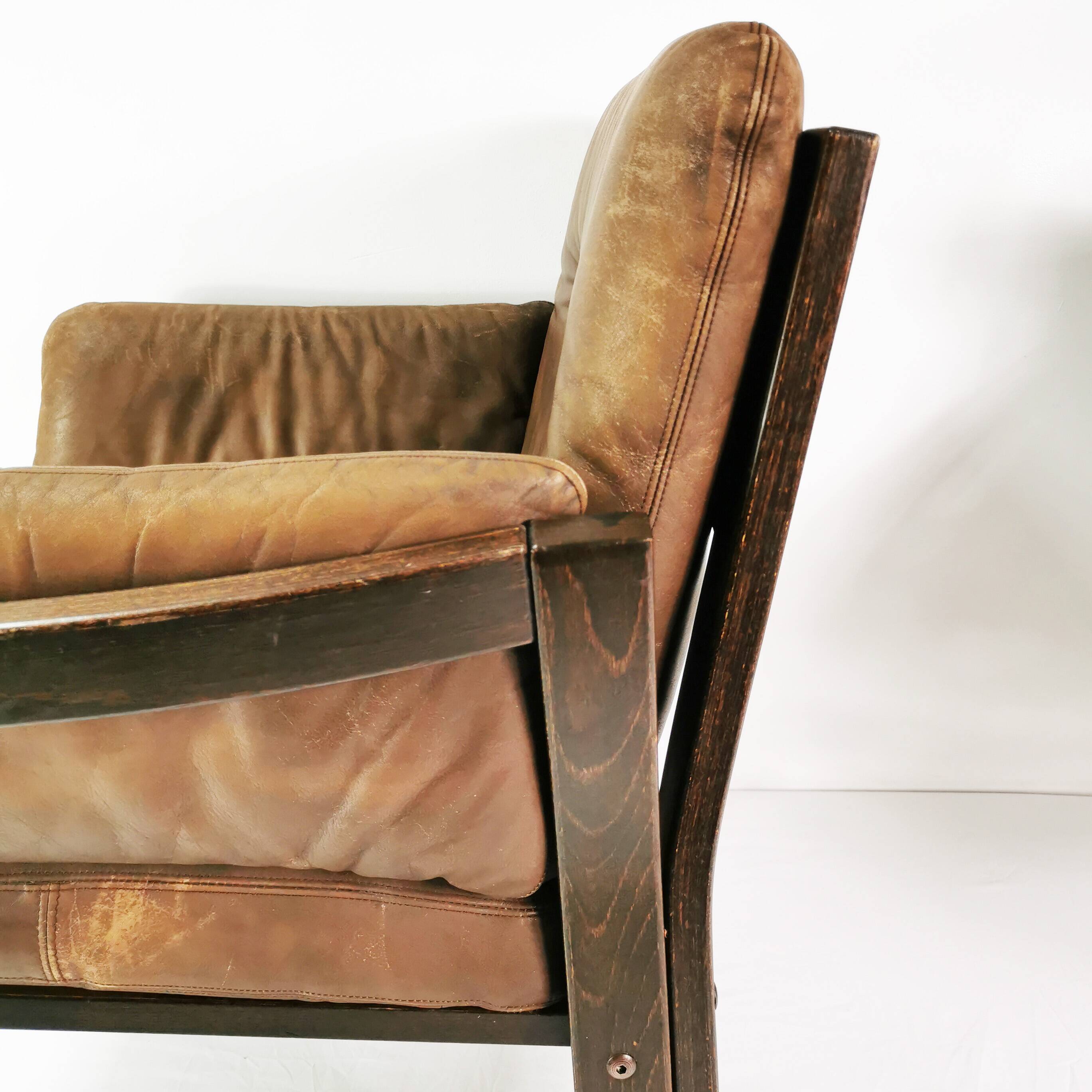 Mid-century leather armchair, Denmark, 1960s