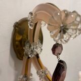 Lot de 2 appliques en verre opalin rose