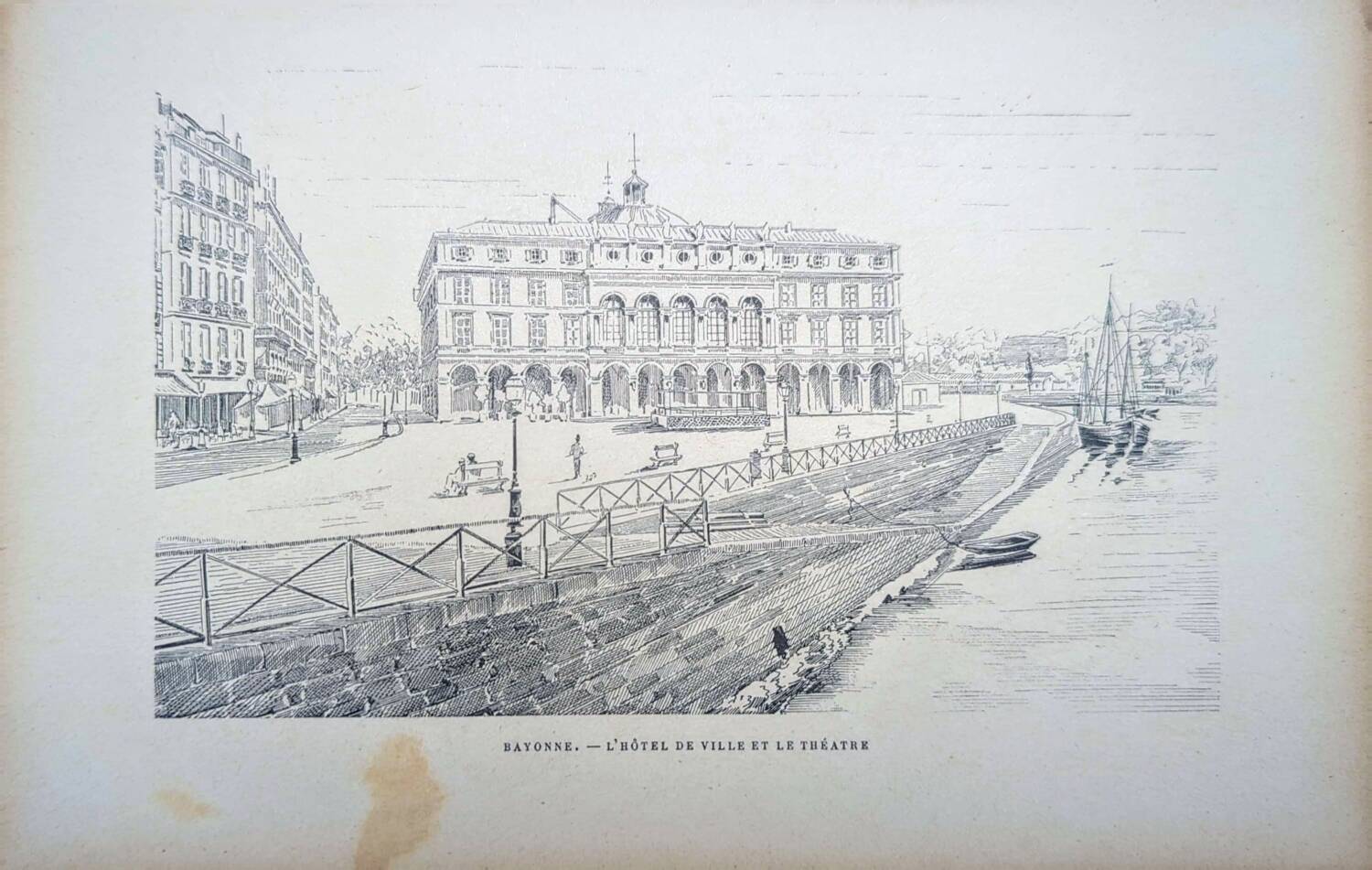 Bayonne, old illustration, printed in 1890.