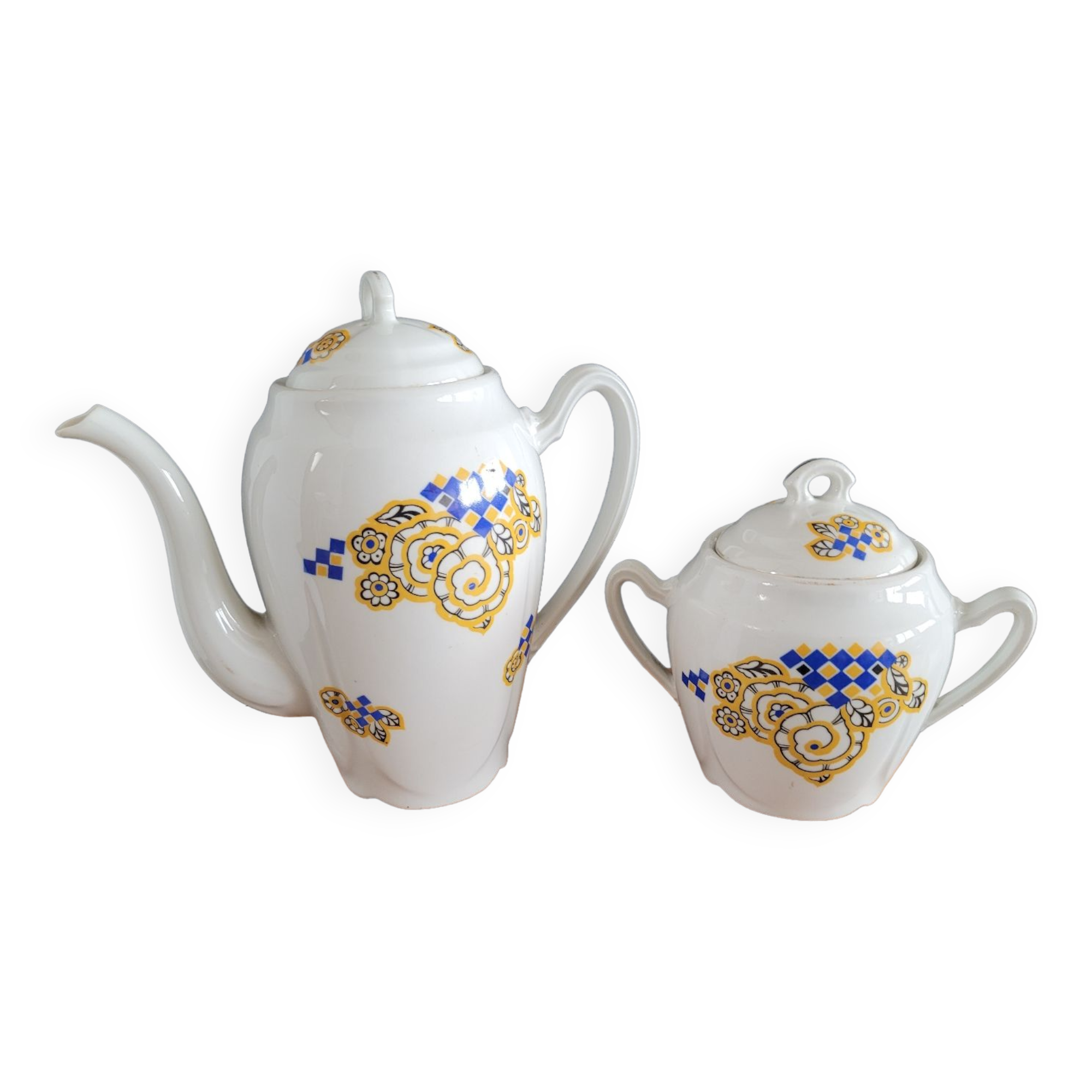 Sugar bowl and coffee pot