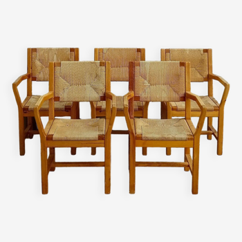 Set of five chairs in pine by tage poulsen, 70s