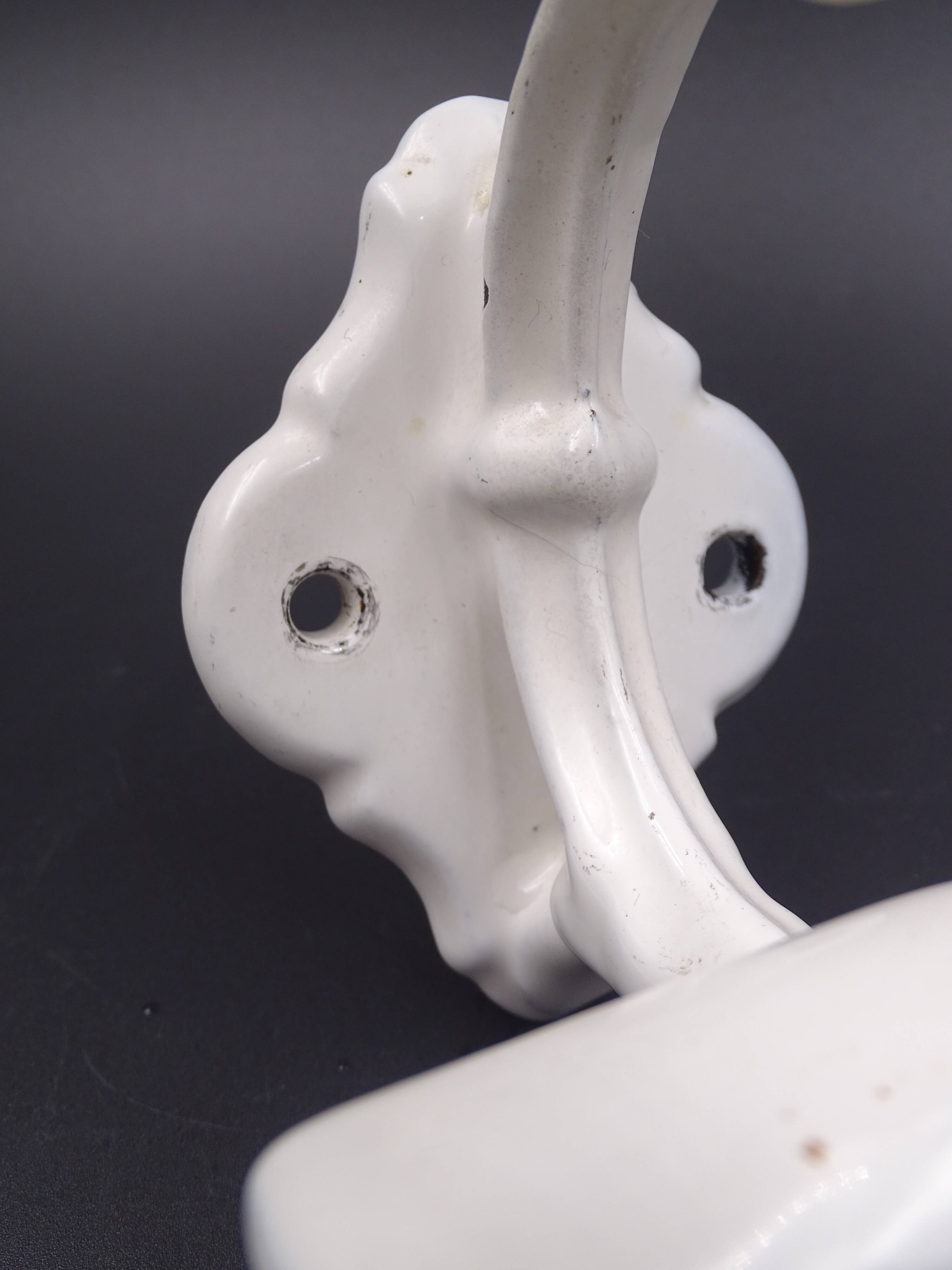 Old white enamelled metal patère