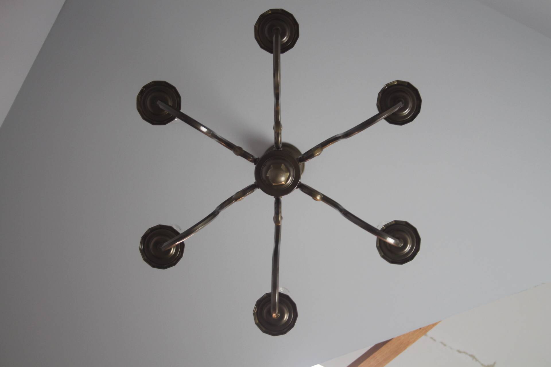 Vintage six-arm chandelier, 1970's.