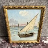 Marie C: tableau huile sur toile marine au voilier époque Napoléon III