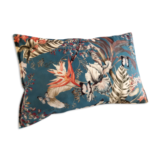 Decorative cushion velvet exotic flowers