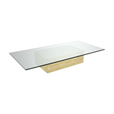 Table basse en travertin et verre du milieu du siècle