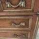 Louis XVI style mahogany commode with a grey veined marble top, 19th century
