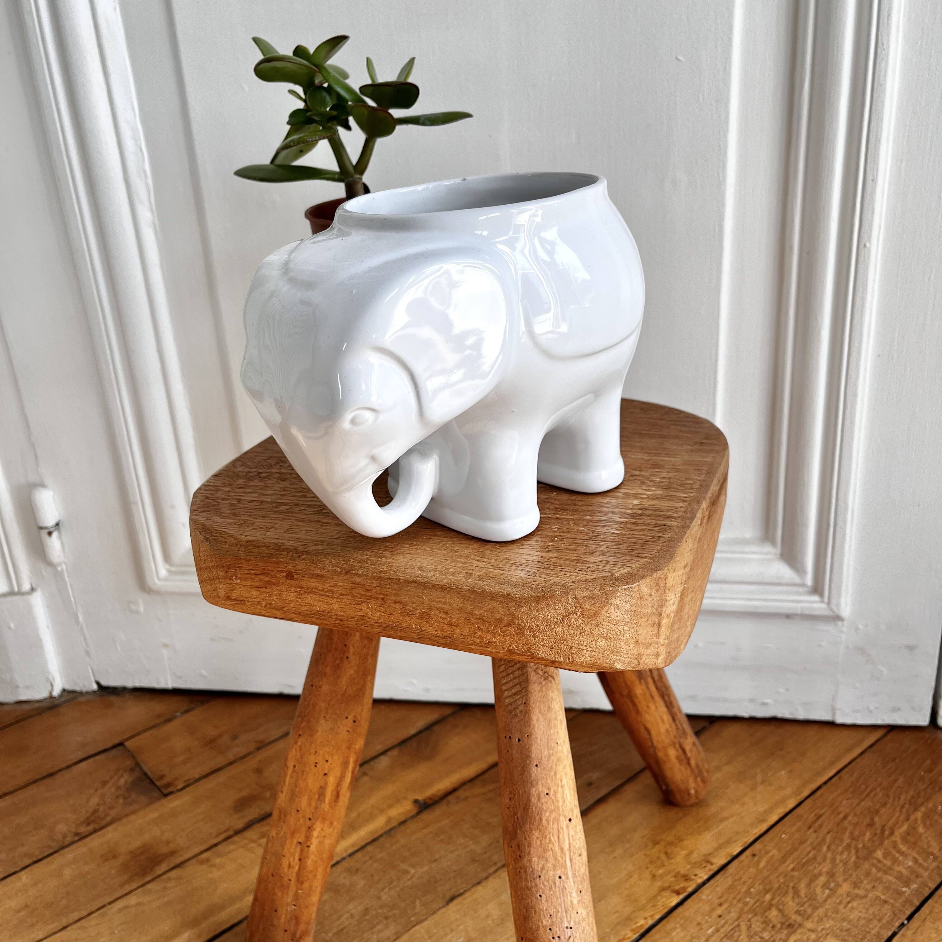 Elephant ceramic vase pot cover 60s/70s
