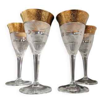 4 stemmed glasses crystal moser splendid 24kt gold , crystal contour gold