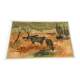 Large old painting signed K. Chamby - Scene of bulls / manade in Camargue