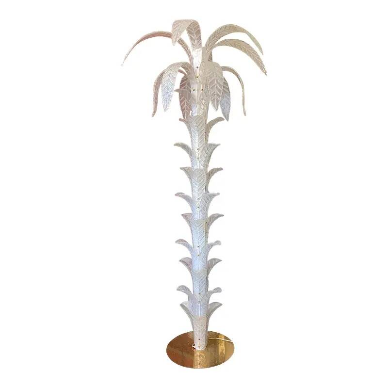 Vintage Opalino Palm Tree Murano Glass Floor Lamp, in the Style of Napoleon