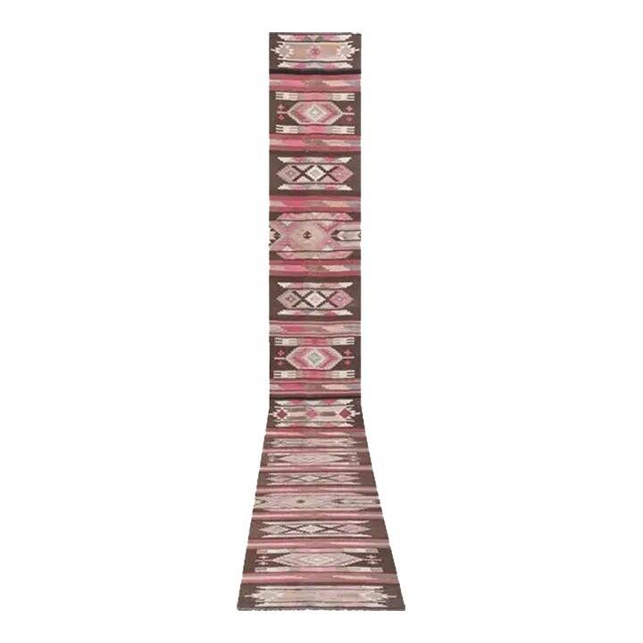 Vintage Turkish hallway rug 75x625 cm