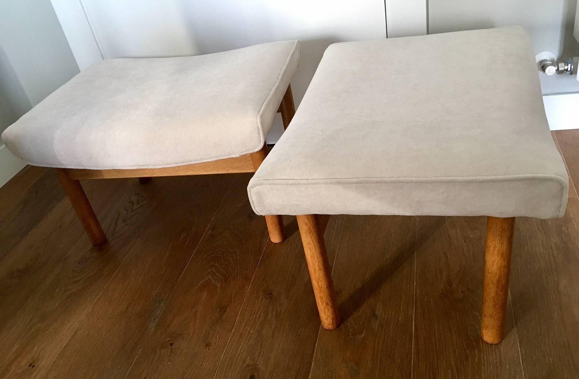 Pair of oak stools in modern Scandinavian style made by Willy Beck.