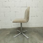 Chaise pivotante chrome et tissu chiné propre et solide 1970