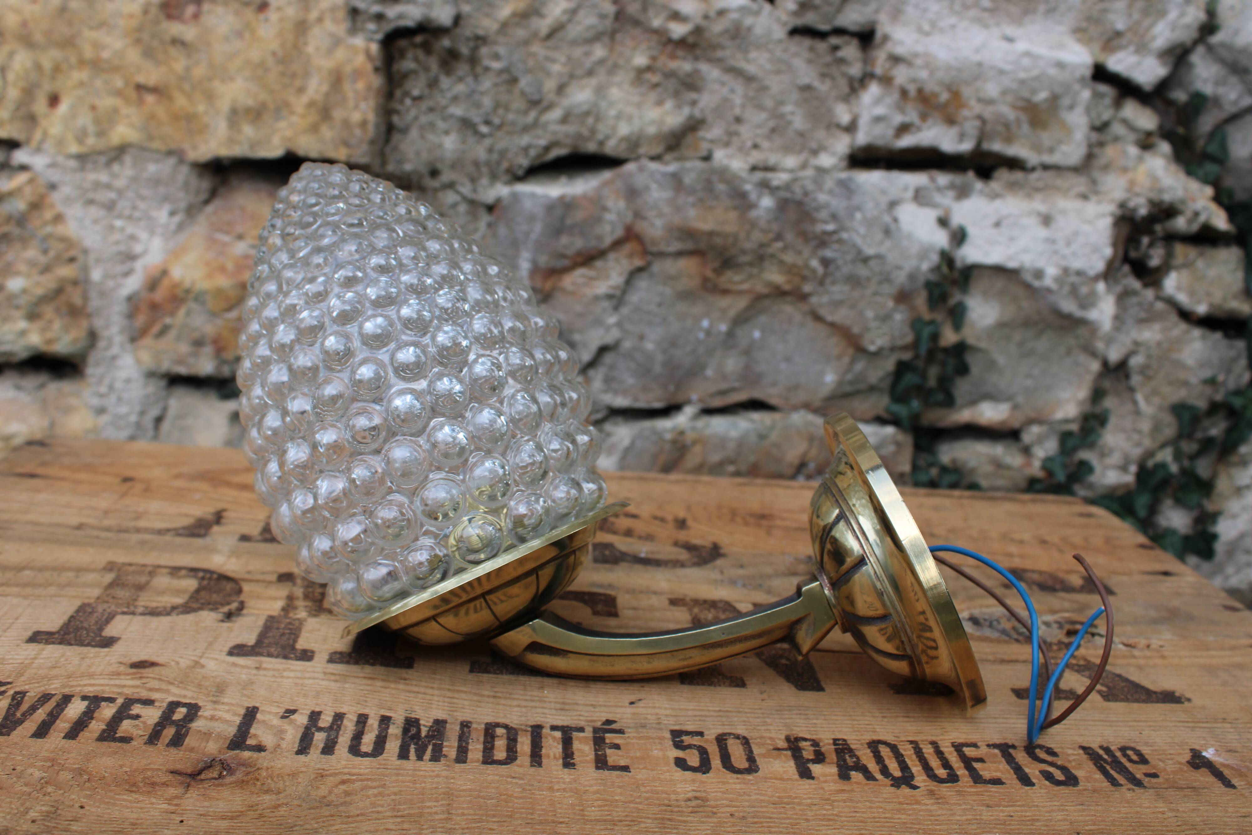 Sconce brass "pine apple" and glass