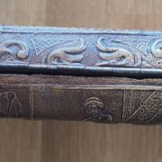 Boîte à cigares et cigarettes vintage en cuir repoussé – Thème Mythologique